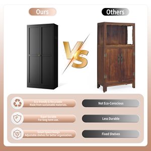Armadio Dispensa da Cucina in Metallo Nero da 61 Pollici con 4 Ripiani Regolabili, Organizzatore Autoportante Resistente, Capacità 50 kg - Product Image 5
