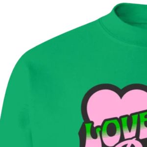 Sudadera de cuello redondo con estampado gráfico Green Love My Pink & Green, de manga larga, puños acanalados, informal, de forro polar para mujer, estilo urbano. - Product Image 5