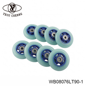 YEOU CHERNG Blue Color PU Wheels 76x24mm 90A Hardness Wear Resistant for Sports Equipment - Product Image 1