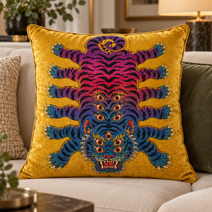 ปลอกหมอนกำมะหยี่หรูหรา ลายเสือ สี่เหลี่ยมจัตุรัส สำหรับโซฟาที่บ้าน - Product Image 1