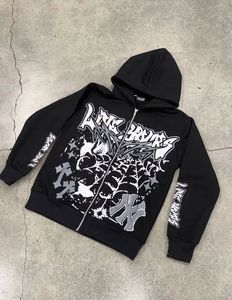 Sudadera con capucha de invierno estilo streetwear 100% algodón polar con lavado ácido, diseño de letras personalizadas con pedrería para hombre - Product Image 3