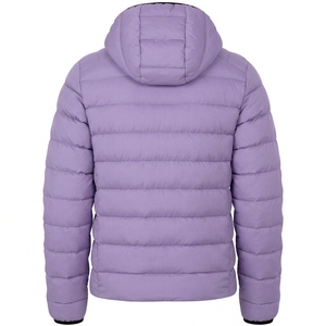 Manteau à capuche violet pour homme, coupe ample, fermeture éclair, style décontracté, couleur unie, vêtement d'extérieur en polyester, chaud pour l'hiver, léger - Product Image 2