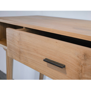 Mesa Consola Aria de Madera de Teca Sólida con Acabado Natural y Cajón con Tirador Metálico para Entrada - Product Image 4