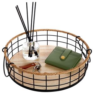 Multipurpose Wire And Wooden <b>Tray</b> For Serving Breakfast Lunch Dinner <b>Snacks</b> In Kitchen Dining And Outdoor Party Setup - Product Image 4
