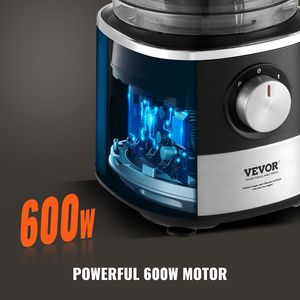 Robot da cucina elettrico professionale da 14 tazze 600 watt lama in acciaio inossidabile facile montaggio e pulizia tritatutto per verdure nere impastare - Product Image 4