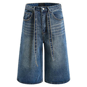 Fabricant de shorts en jean pour hommes avec logo personnalisé, shorts décontractés en denim extensible, faible MOQ, production de vêtements à marque privée - Product Image 6