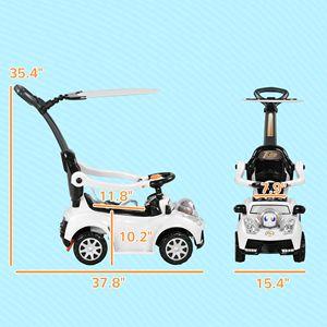 Carro de Empuje 3 en 1 Blanco con Mango Extraíble, Música, Bocina, Toldo y Barandilla de Seguridad para Niños, Andadores y Juguetes de Arrastre - Product Image 3