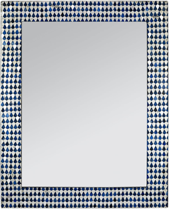 Espejo de Pared Rectangular con Mosaico Geométrico Azul y Blanco, Marco de Azulejos de Vidrio Hecho a Mano, Espejo Decorativo de Estilo Costero para Espacios Modernos - Product Image 5