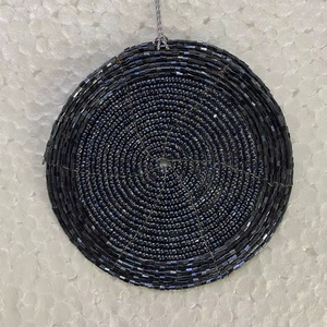 15-Inch Oval Handmade <b>Beaded</b> Plant <b>Placemat</b> Woven Embroidered Cotton Jacquard Technique Anti-Slip Washable Eco-Friendly Home - Product Image 2