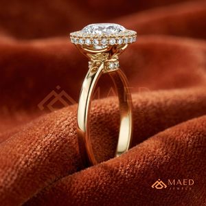 แหวนหมั้นทองคำขาว 14K ทรงกลมประดับโมอิสซาไนต์ ดีไซน์วงแหวนเพชรล้อมรอบ หรูหราสำหรับเจ้าสาว เทรนด์อเมริกา - Product Image 4