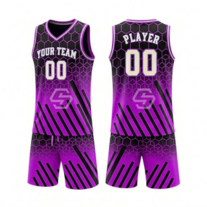 Maillot de basket personnalisé et abordable 100 % polyester, col en V, sans manches, respirant, ensemble d'uniformes d'entraînement unisexe - Product Image 6