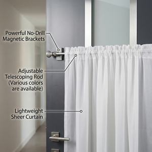 Magnetic Extendable Cafe Rod, 15"-28", easy installation, cafe curtain rod, <b>no</b> <b>drilling</b> - Product Image 5