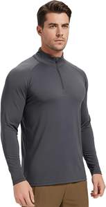 T-shirt de sport à manches longues en polyester à col montant 1/4 zip pour homme – Idéal pour l'entraînement personnalisé - Product Image 2