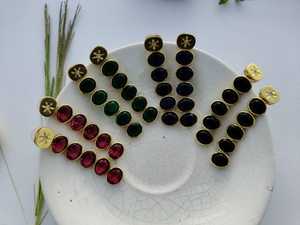 Colorful Gemstone <b>Crystal</b> Cushion Cut <b>Stud</b> <b>Earrings</b> Gold Plated Geometric Statement Jewelry for Women's Party Gift - Product Image 4