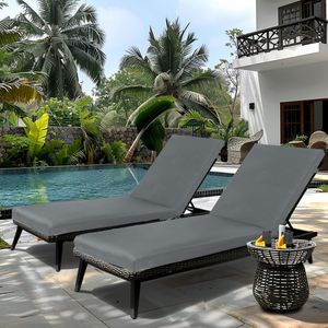 Set di 2 Cuscini Grigi per Chaise Longue, Sostituzione per Sedute da Esterno, Comodi Cuscini per Arredamento da Giardino - Product Image 2
