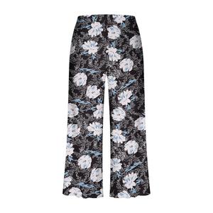 Pantalon large à fleurs pour femme, taille mi-haute, élastique, respirant, coupe ample, longueur trois-quarts, en polyester, style décontracté d'été, imprimé - Product Image 4