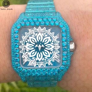 Charm Jewels Women's Luxury Square Stainless Steel <b>Watch</b> Blue Gems Analog Quartz Dial Sapphire Crystal Folding Clasp - Product Image 4