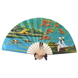 Abanicos de seda de bambú plegables, promoción, con logotipo personalizado, marca privada de Vietnam, venta al por mayor - Product Image 5