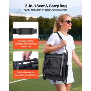 Sedile Portatile da Stadio con Braccioli, Supporto Lombare e Cuscino Spesso, Include Tracolla - Product Image 3