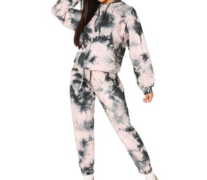 Conjunto Deportivo Casual de Dos Piezas con Capucha para Mujer, con Top Corto y Pantalones de Pierna Recta, 100% Algodón, Ropa Deportiva Ecológica - Product Image 1