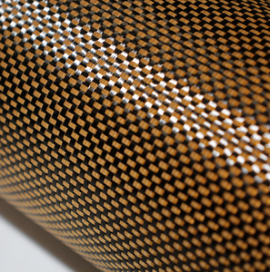 ผ้าคาร์บอนไฟเบอร์ผสมโพลีโบริลีน (Zylon PBO) ทอแบบกันน้ำ สีทอง หนา 0.2 มม. กว้าง 100-152 ซม. แบบเรียบ น้ำหนัก 190 กรัม/ตร.ม. สำหรับใช้ในอุตสาหกรรม - Product Image 1