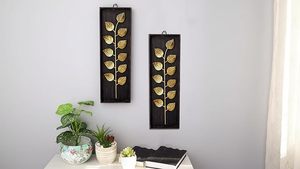 Metal Paan <b>Leaf</b> <b>Wall</b> Hanging Iron Decorative <b>Wall</b> Art with Black Box Frame Home <b>Decor</b> for Living Room Bedroom Hallway Office - Product Image 4