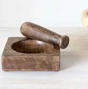 Wood Mortar Pestle with Curved Handle Durable and Dust-Proof Spice <b>Grinder</b> for <b>Herbs</b> and Garlic Manual Operation - Product Image 5