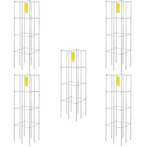 Soportes para Tomates de 30 cm x 30 cm x 117 cm, Paquete de 5, Torres Cuadradas de Acero Recubiertas de PVC Plateado para Plantas Trepadoras y Redes de Jardín - Product Image 6
