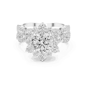 Bague Halo en Argent 925 avec Diamant Rond de Laboratoire de 1,50 CTW et Accents Pavés EF de 1,29 CTW pour des Engagements Élégants - Product Image 1