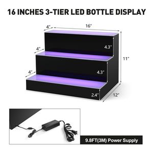 Étagère murale pour bouteilles d'alcool avec éclairage LED de 16 pouces pour la maison et les commerces, idéale pour les bars - Product Image 3