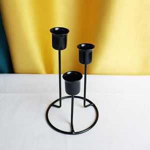 Elegant home interior decor Contemporary candle holder Handmade iron taper holder Matte <b>black</b> <b>candlestick</b> stand Home Decoration - Product Image 3