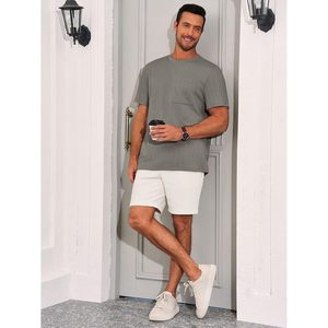 Camiseta informal de verano 2025 para hombre, patrón 3D, manga corta, textura de punto, cuello redondo con bolsillo, Camiseta holgada de gran tamaño - Product Image 1