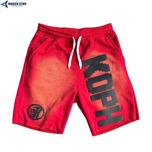 Men's Cotton Fleece Mid Shorts-Quick Dry Breathable Eco-Friendly 240g Silk Screen Front Logo Knitted Drawstring Embroidery - Product Image 3