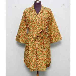 Robe longue artisanale en coton indien à imprimé floral pour femmes et filles, chemise de nuit maxi douce et confortable, idéale pour mariée, vente en gros - Product Image 1