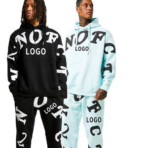 Conjunto de Sudadera y Pantalones Acampanados de Forro Polar 100% Algodón con Pedrería para Logotipo, Personalizado para Hombre, de Invierno, de 2 Piezas, Venta al por Mayor - Product Image 1