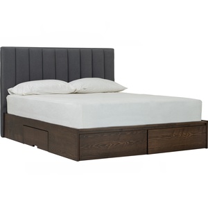Modern Upholstered <b>Panel</b> Bed Fabric <b>Headboard</b> Platform Bed Wood Storage Drawer Bed Frame - Product Image 1