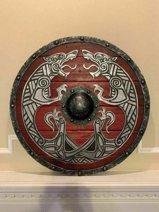 premium Handmade Decorative Wooden Shield Twin <b>Dragon</b> <b>Artwork</b> Traditional Straight Edge OEM Wholesale bulk Supplier USA EU - Product Image 1