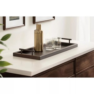 Collection Tendance : Plateau de Service en Métal Gravé Motif Feuille, Plat Décoratif en Aluminium Poli, Plat à Fruits, Décoration Micro-ondes - Product Image 5
