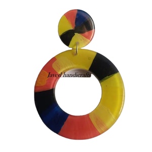 Handmade Resin Earring Vintage Design Multi Color Resin Earring Custom Made Layered <b>Thin</b> Resin Earring - Product Image 1