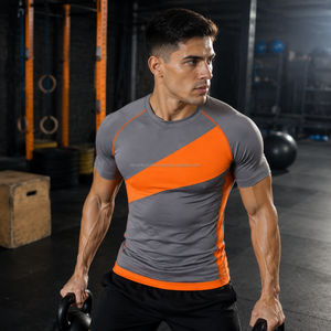 OEM Custom Men Short Sleeve Breathable <b>Thermal</b> Layer Compression Athletic Fit Quick Dry Running Gym <b>Shirt</b> - Product Image 4