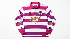 <b>Men's</b> Long Sleeve <b>Striped</b> <b>T</b> <b>Shirt</b> With Flame Logo Print Casual Wear 100% Cotton Poplin Breathable Regular Fit - Product Image 6
