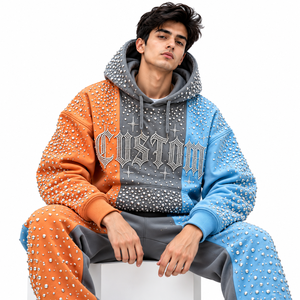 Sudadera con Capucha Estilo Urbano con Pedrería, Forro Polar, Resistente al Viento, Impermeable, de Secado Rápido, Suave y Transpirable, Unisex, Forro de Poliéster/Algodón - Product Image 5
