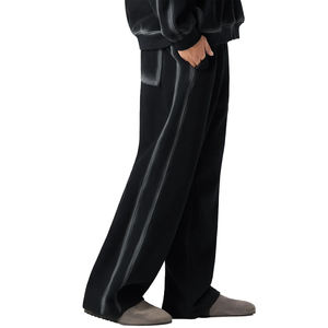 Pantalones deportivos de chándal con efecto acid wash, 350GSM, con cordón, de forro polar, holgados, rectos, con estampado, para exteriores, informales, para hermandades, para hombre - Product Image 3