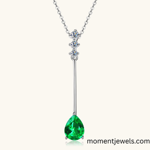 Elegant Water Droplets 925 Sterling Silver Necklace Luxury May Birthstone <b>Emerald</b> <b>Pendant</b> Necklaces Silver Cable Chain New Style - Product Image 1