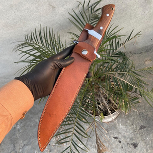 MORTAL SAGA Hand Forged Customized High Quality Bowie Hunting Knife Leather Sheath Full Tang Stainless Steel Blade Serrated Edge - Product Image 5