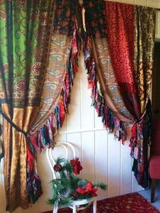 EthinicCraftHub 2 PCS Indian Silk Vintage Patchwork Boho Gypsy Hippy Bohemian Full Light Shading Eco-Friendly Dust <b>Curtain</b> - Product Image 4