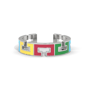 Bague Danta Gems Spectrum Enamel Colour Burst, plaqué or blanc rose 18 carats, argent sterling, peinte à la main, multicolores vibrants - Product Image 2