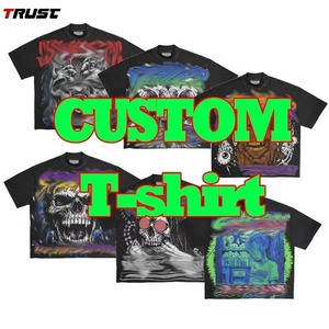 เสื้อยืดสตรีทแวร์ผ้าฝ้าย 100% คุณภาพสูง 280 แกรม พิมพ์ลายกราฟิกทรงโอเวอร์ไซส์ หนัก ทนทาน ซักย้อมสีแบบแอซิดวอช ตัดเย็บแบบครอป พิมพ์ลายตามสั่ง เสื้อยืดผู้ชาย - Product Image 5