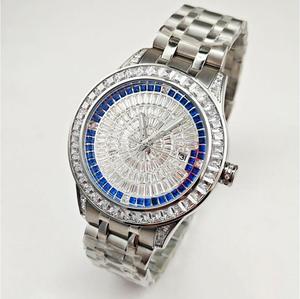 Montre automatique à cadran rond avec diamants Moissanite couleur D VVS, fonction date, style Hip Hop, en acier, pour homme et femme - Product Image 1