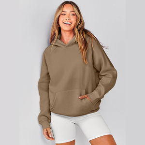 Sudadera con capucha personalizada para mujer, de algodón, estilo oversized, lavado ácido, con hombros caídos, cordones, bolsillos, estilo baggy, bordada. - Product Image 3